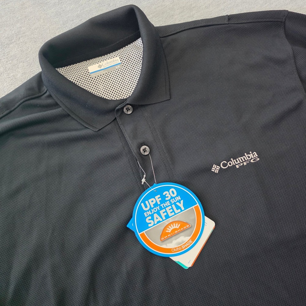 Columbia PFG Mens Black Four Roses Bourbon Polo Shirt UPF 30 Vented Small NEW